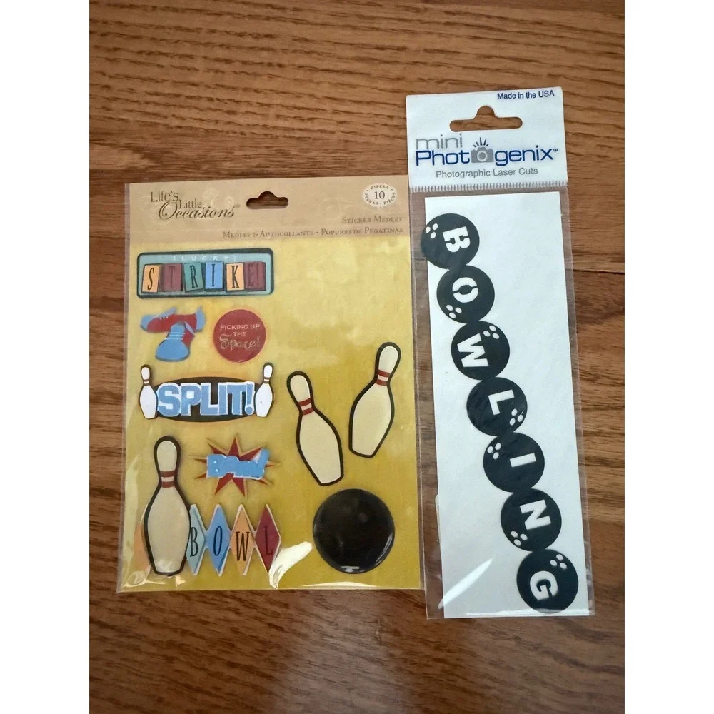 Bowling Scrapbook Stickers Lifes Little Occasions & Mini Photogenix 2 Pack Set